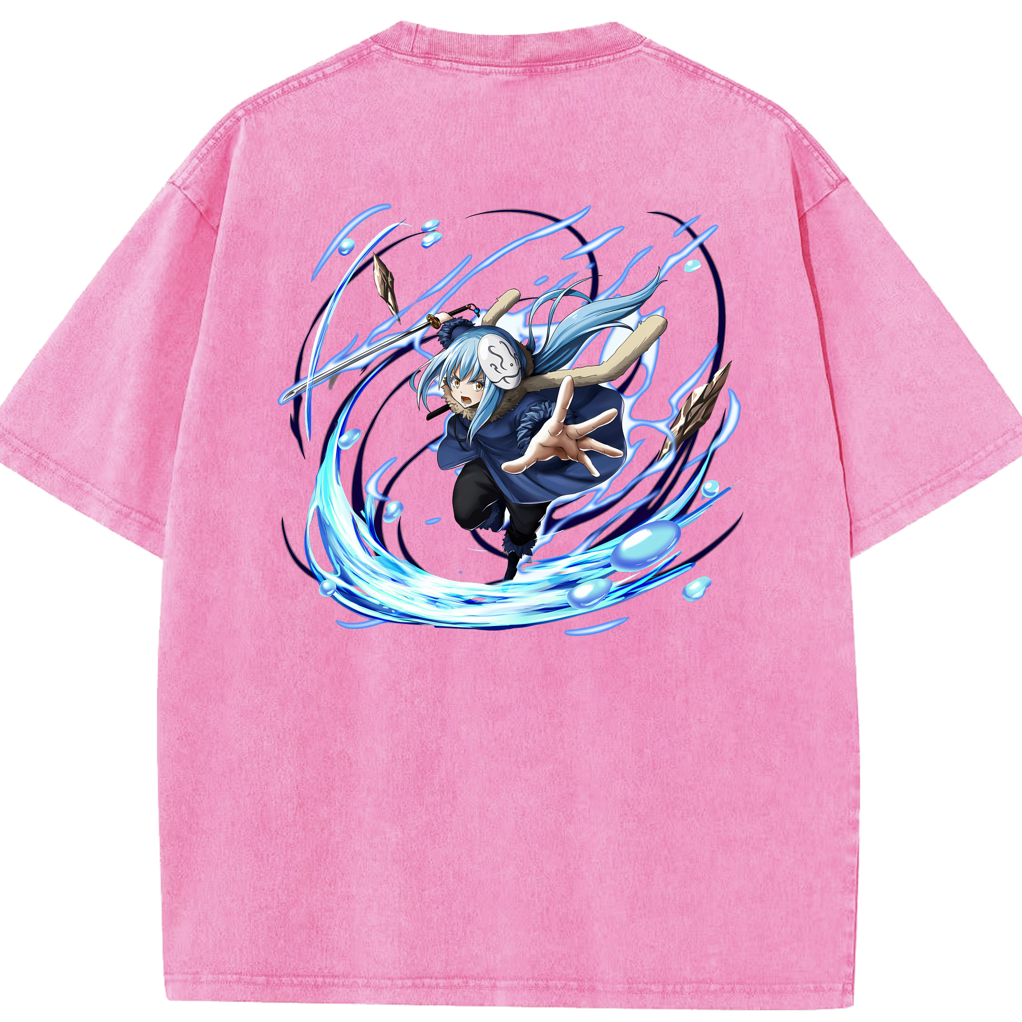 （画像用） 転スラ Regarding Reincarnated to Slime 綿100% ヴィンテージ風 半袖Tシャツ（背面プリント）